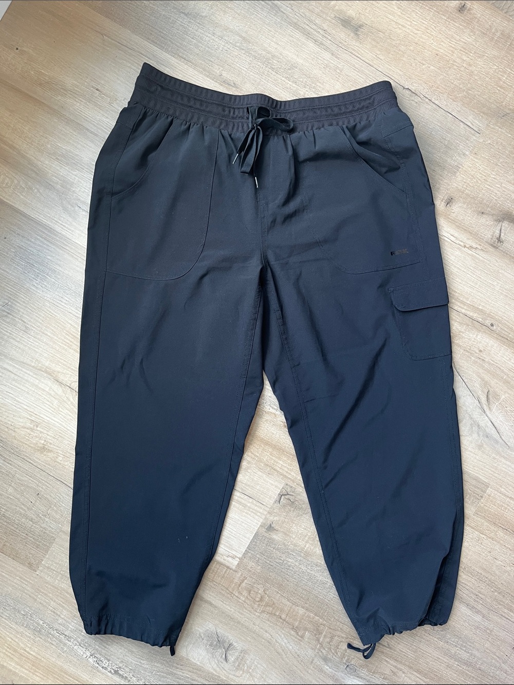 RBX Black Women's Drawstring Cropped Jogger Cargo Pants